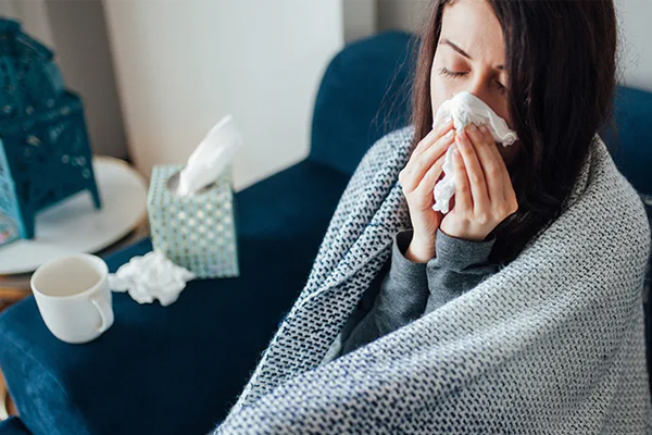 a young female suffering from flu